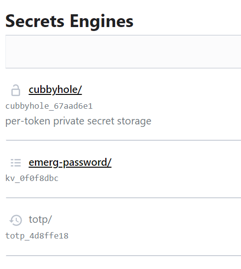 Vault UI Showing Emergency YubiOTP Authentication with Limited Secret Scope